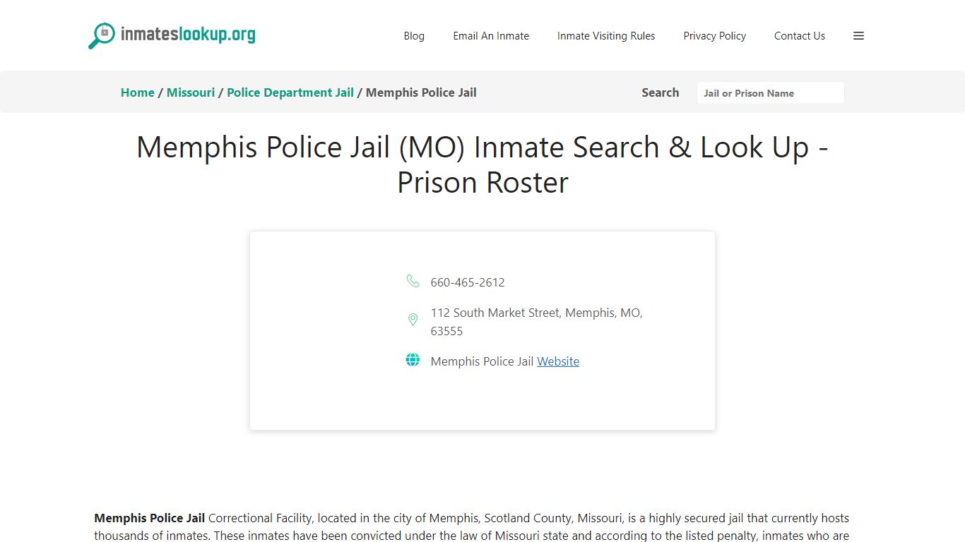 Memphis Police Jail (MO) Inmate Search & Look Up - Prison Roster